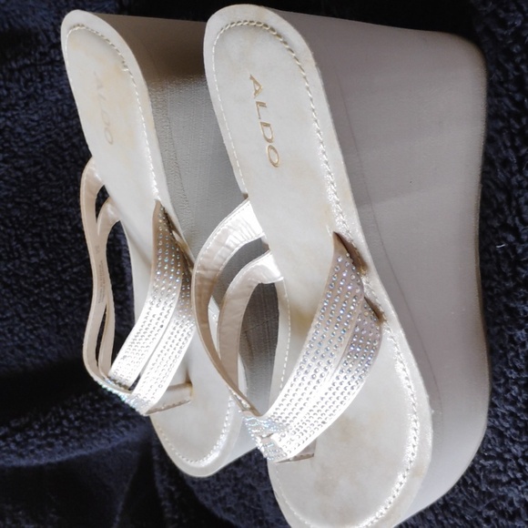 Aldo Shoes - Aldo -platform thong sandals - light gold with tiny embedded rhinestones- 7.5M